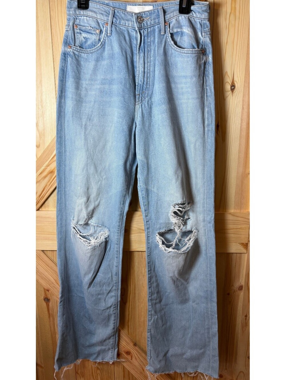 Mother Superior Light Blue Distressed Denim Jeans The Maven Heel Size 28